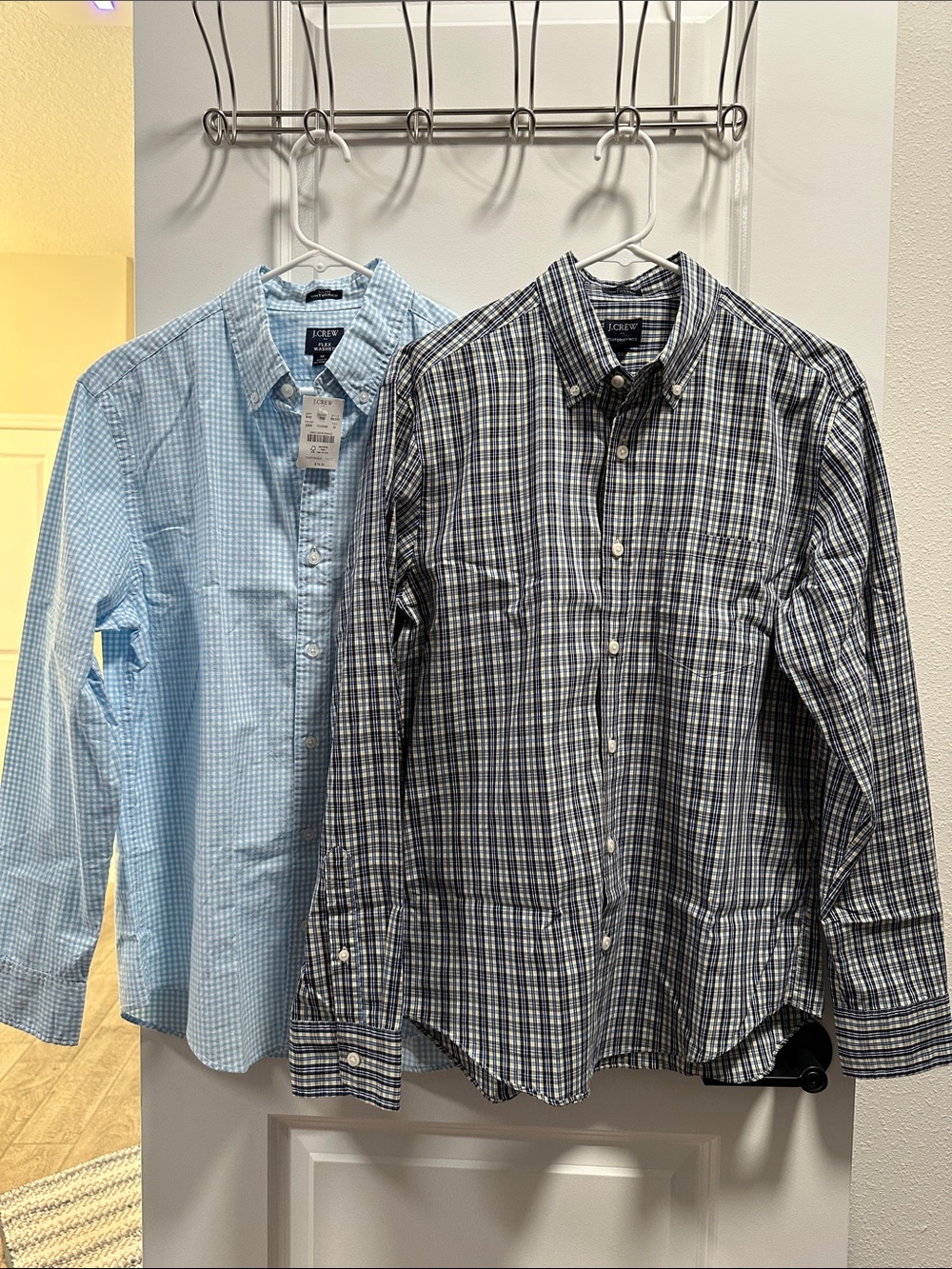 J. Crew Men’s Button-Down Shirts - Light Blue Gingham & Navy Plaid